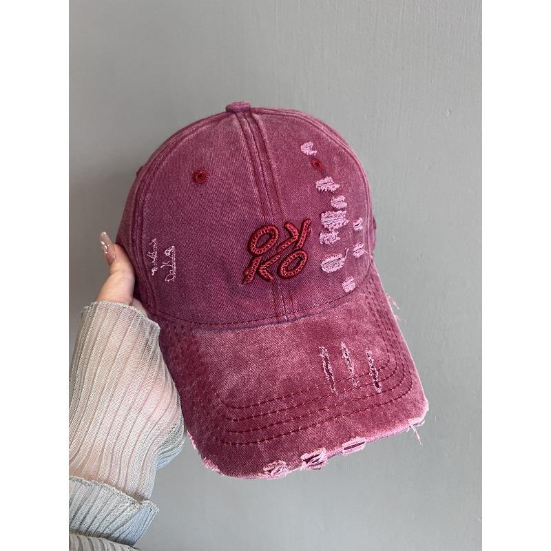 Retro Hole Baseball Cap Women's Spring and Summer New Washed Versatile Cap Showing Face Small Hat Trend