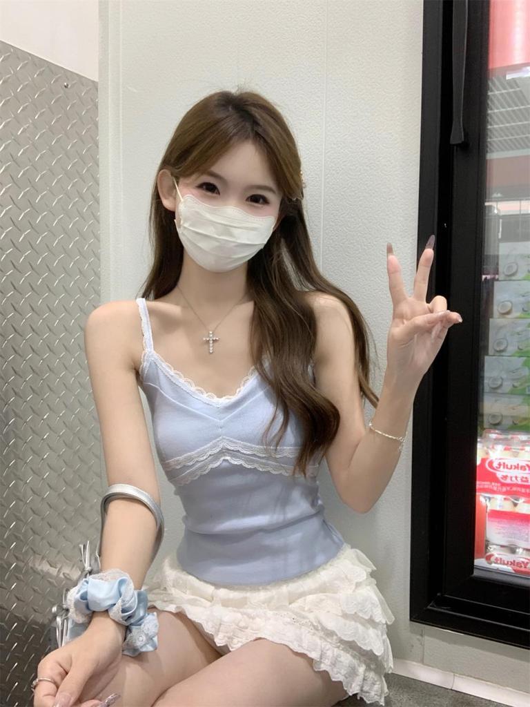 Summer Korean Style Slim Fit Lace Splice Slimming Camisole Vest Top