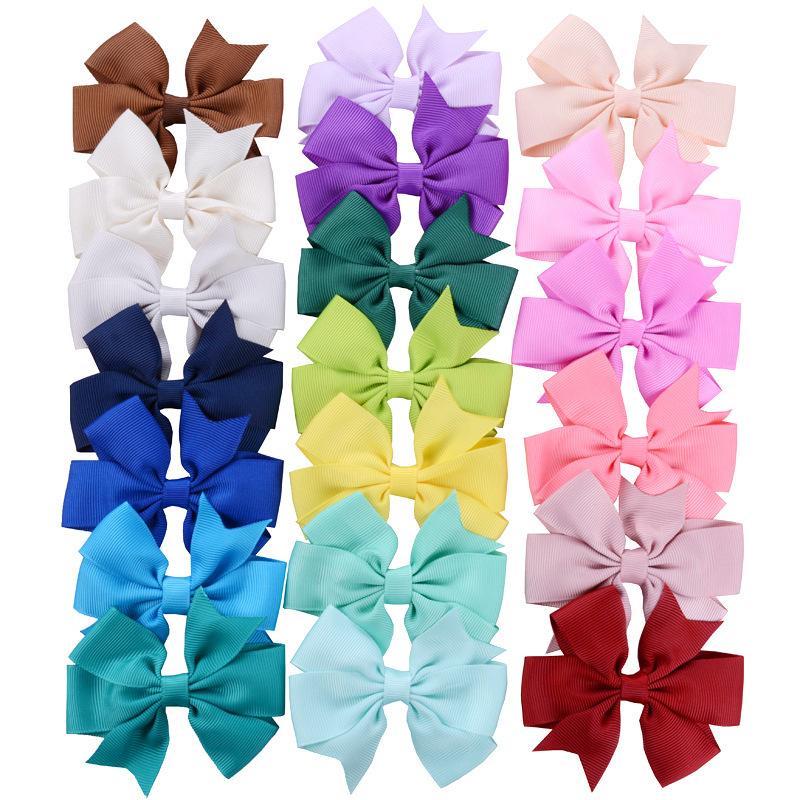 8x8cm 1PC Solid Color Grosgrain Ribbon Bows Clips Hairpin Girl's Hair Bowties Boutique Hair Clip Headwear Kids Hair Accessories