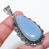 Natural Angelite Stone Gemastone 925 Sterling Silver Jewelry Pendant 2.36" AP-14405
