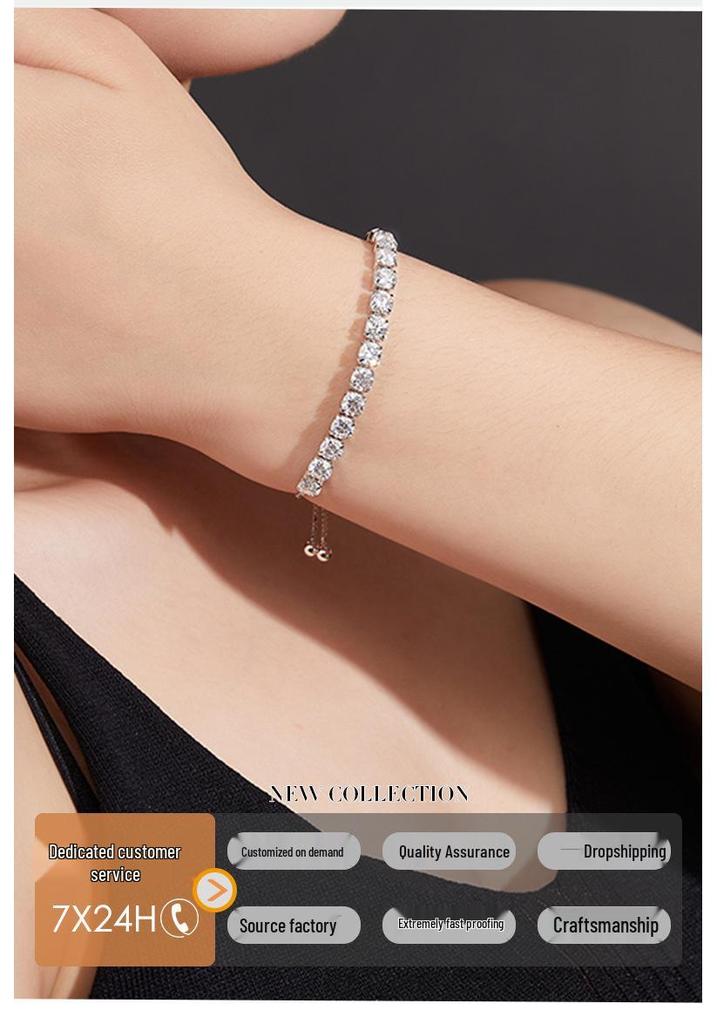 Trending Women's Moissanite Bracelet: Adjustable, Elegant Design, High-End Feel