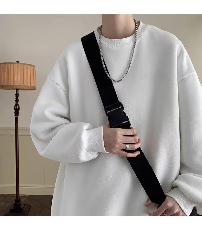 Autumn/Winter Plus Velvet Round Neck Hoodie - Men's/Women's Trendy Loose Fit Long Sleeve T-Shirt