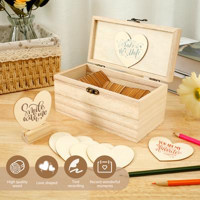 Guest Book Box Wedding Guest Book Alternative Set with 100 Wooden Hearts Wedding Guest Book Decorations for Baby Shower