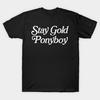 Men Black Print T-shirt Stay Gold Ponyboy No-Cut Transfer Paper Print Cotton Tshirt