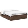 Brown Oak Effect Bed Frame 135 X 190 Cm Particleboard
