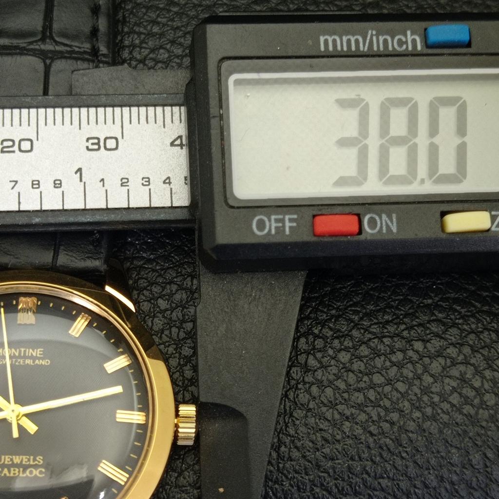 שעון יד לגברים שוויצרי וינטג' מחודש MONTINE מנגנון מתיחה ידנית לוח שחור a441066-1