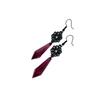 Retro Victoria Black Hollowed-out Flower Plate Rose-red Teardrop-shaped Dangle Earrings for Women Charm Gothic Jewelry Accessory