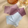 FINETOO Women Ice Silk Panties High-Waist Underwear Seamless and Traceless Briefs Solid Color Lingerie