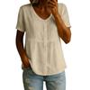 Women's Fashion V-Neck Button-Down Short-Sleeve -Color Casual Top