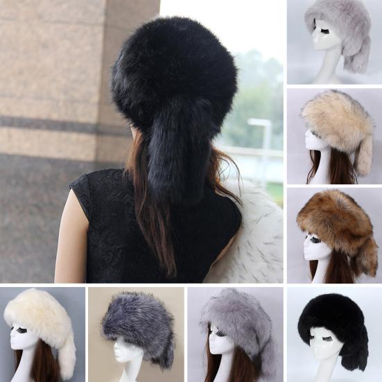 Winter Hat Ethnic Style Design Ear Protection Thickened Lining Faux Fur Ball Women Hat