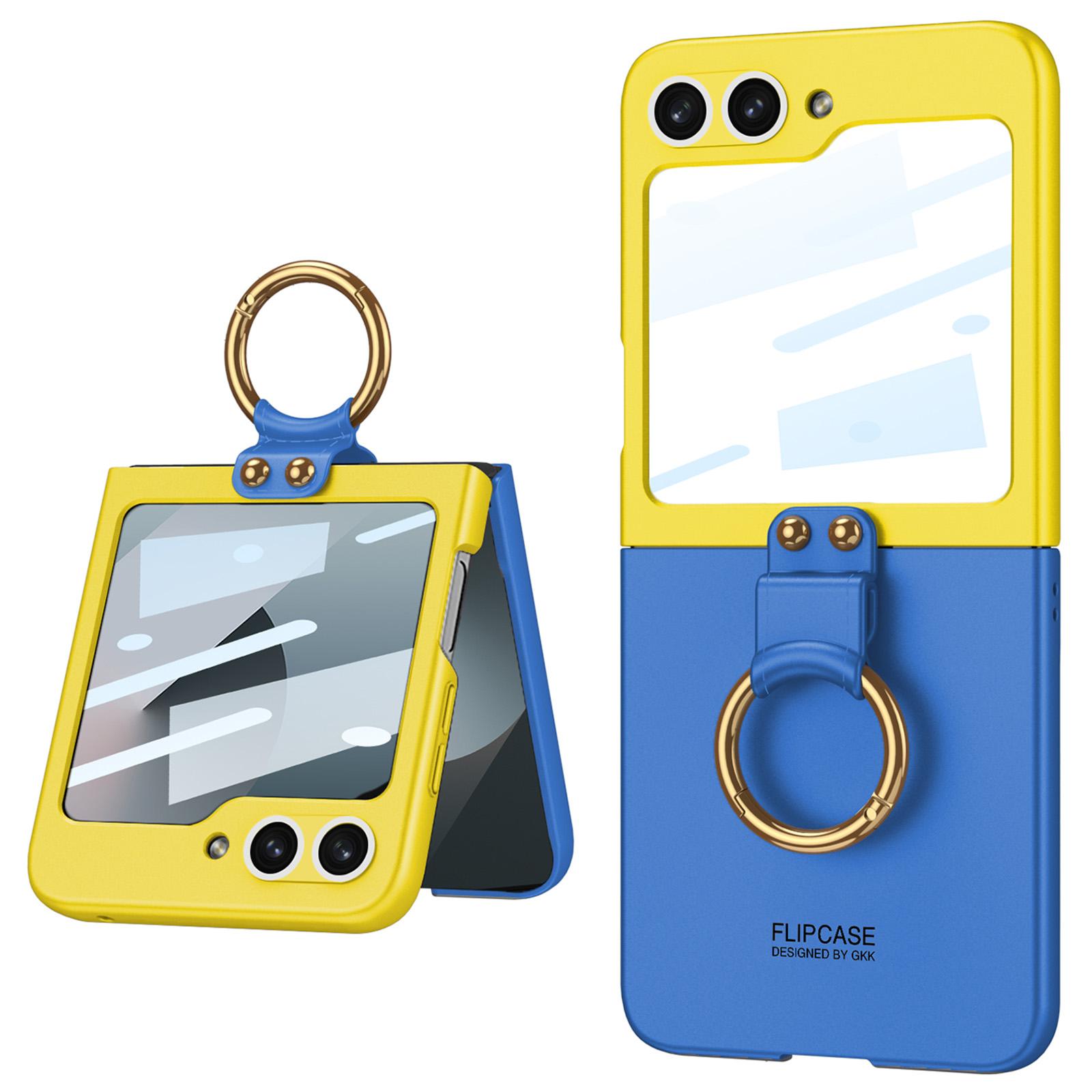 

GKK For Samsung Galaxy Z Flip7 FE 5G/Z Flip6 5G Case Magnetic Hinge Protection PU+PC Kickstand Phone Cover Blue