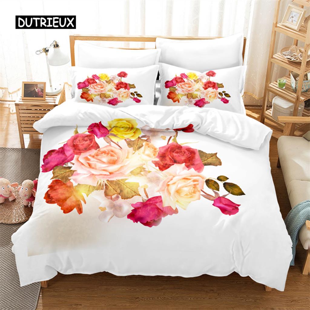 Beautiful Flowers Bedding Set Duvet Cover Set 3d Bedding Digital Printing Bed Linen Queen Size Bedding Sets Fashion Design