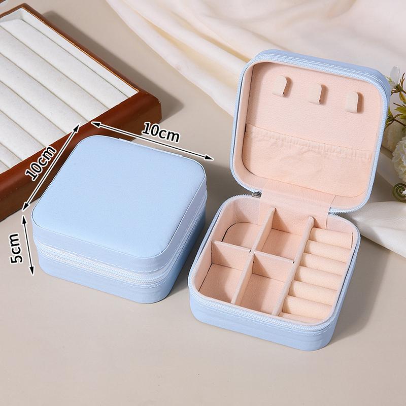 Portable Travel Jewelry Box - Mini Pu Leather Case With Soft Velvet Interior Compact Organizer For Rings Earrings Necklaces