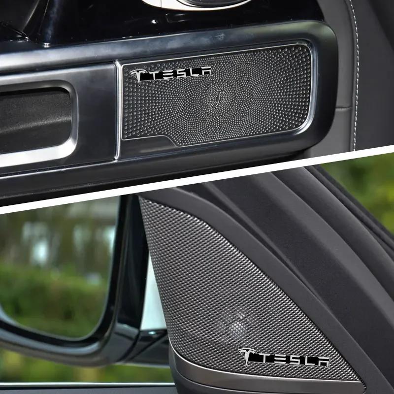 Car Sticker Tesla Aluminum 3D Metal Speaker Audio Stereo Labeling Decorate Sticker Car Styling For Tesla Model 3 Model S Model X