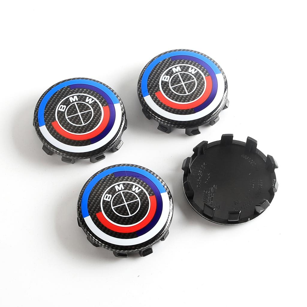 AWROY1 For BMW E36 E39 E46 E60 E90 E90 F10 F30 G20 G21 G30 G11 F15 X5 4pcs 68MM Blue White 56MM Car Wheel Center Hup Caps Wheel Cover