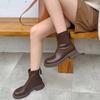 2024 New Fashion Round Toe Women’s Platform Leather Booties Lace-up Booties Outdoor Casual Daily hot Boots Botas Mujer