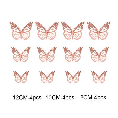 Rose Gold 3D Butterfly Oranments Valentine's Day Decor for Home Romantic Wedding Birthday Party Bride To Be Bridal Shower Favor