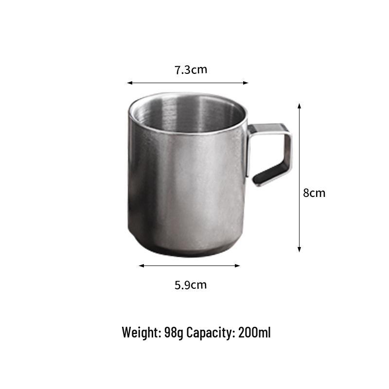 Retro 304 Stainless Steel Double-Layer Insulated Coffee Mug with Handle and Custom Pattern