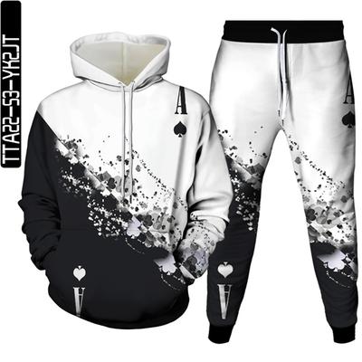 Pokerová grafika 3D tisk Pánská outdoorová móda Oblečení Tepláková souprava Kostým Homme 2dílná sada Mikiny Jogging Kalhoty Oversized S-6XL
