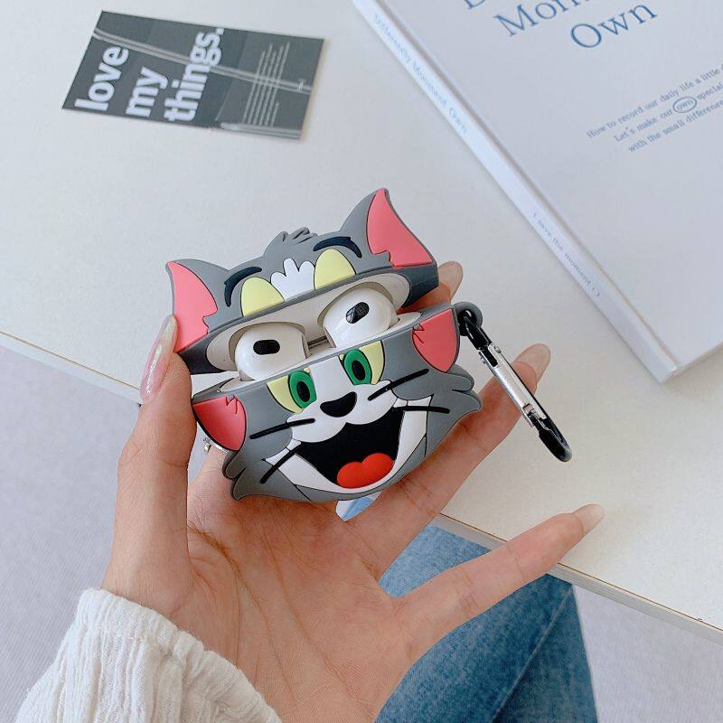 Earphone Case For Airpods 4 2 3 1 Pro 3 2 3D Cute Cartoon Tom and Jerry Wireless Bluetooth Headset Protective Soft Silicon Cover