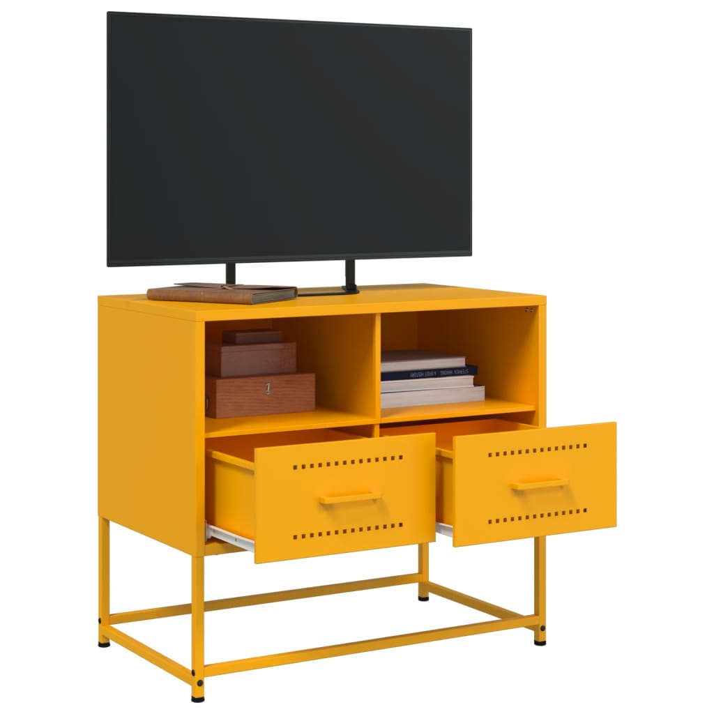 TV Stand Mustard Yellow 68 X 39 X 60.5 Cm Steel