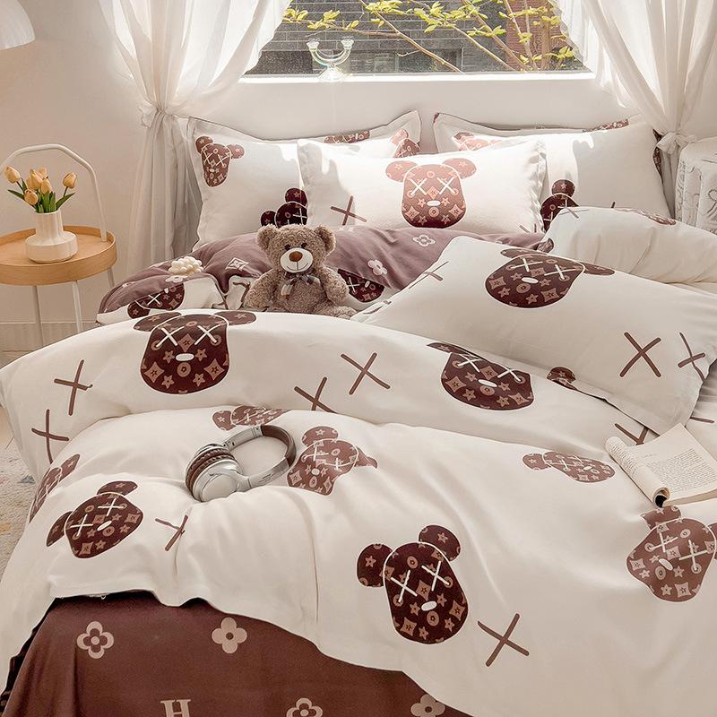 

Комплект из 4 предметов из чистого хлопка класса Сяоцин, Постельное белье, приятное к коже, Хлопковая полированная простыня, Пододеяльник, Комплект из 3 предметов для общежития 1.2 m 3pc quilt 1.5*2m