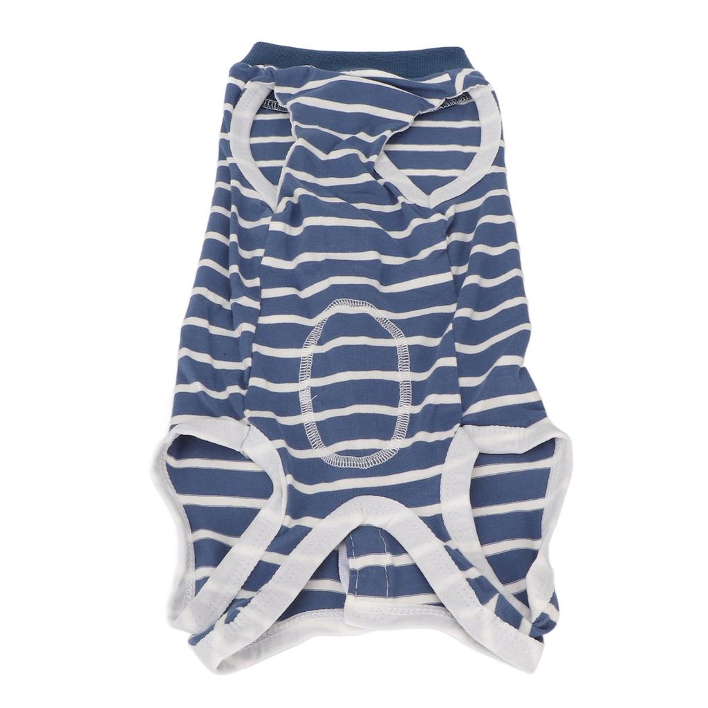 Dog Recovery Suit Stretchy Breathable Adjustable Collar Stripe Pet Post Surgery Shirt for Abdominal