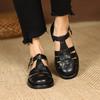 Fashion 2025 Women Sandals Retro Genuine Leather Luxury Roman Sandals Casual Buckle Strap Summer Shoes GLADIATOR Thick Heel Women Shoes