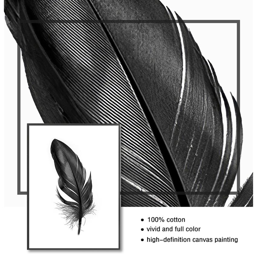 Nordic Decorative Picture Painting Modern Home Decor Islamic Quotes Wall Art Canvas Black White Feather Print Minimalist
