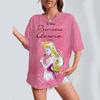 2025 Cartoon Printed Women's T-shirt Disney Princess Printed Summer Short sleeved T-shirt Harajuku Casual Round Neck Top