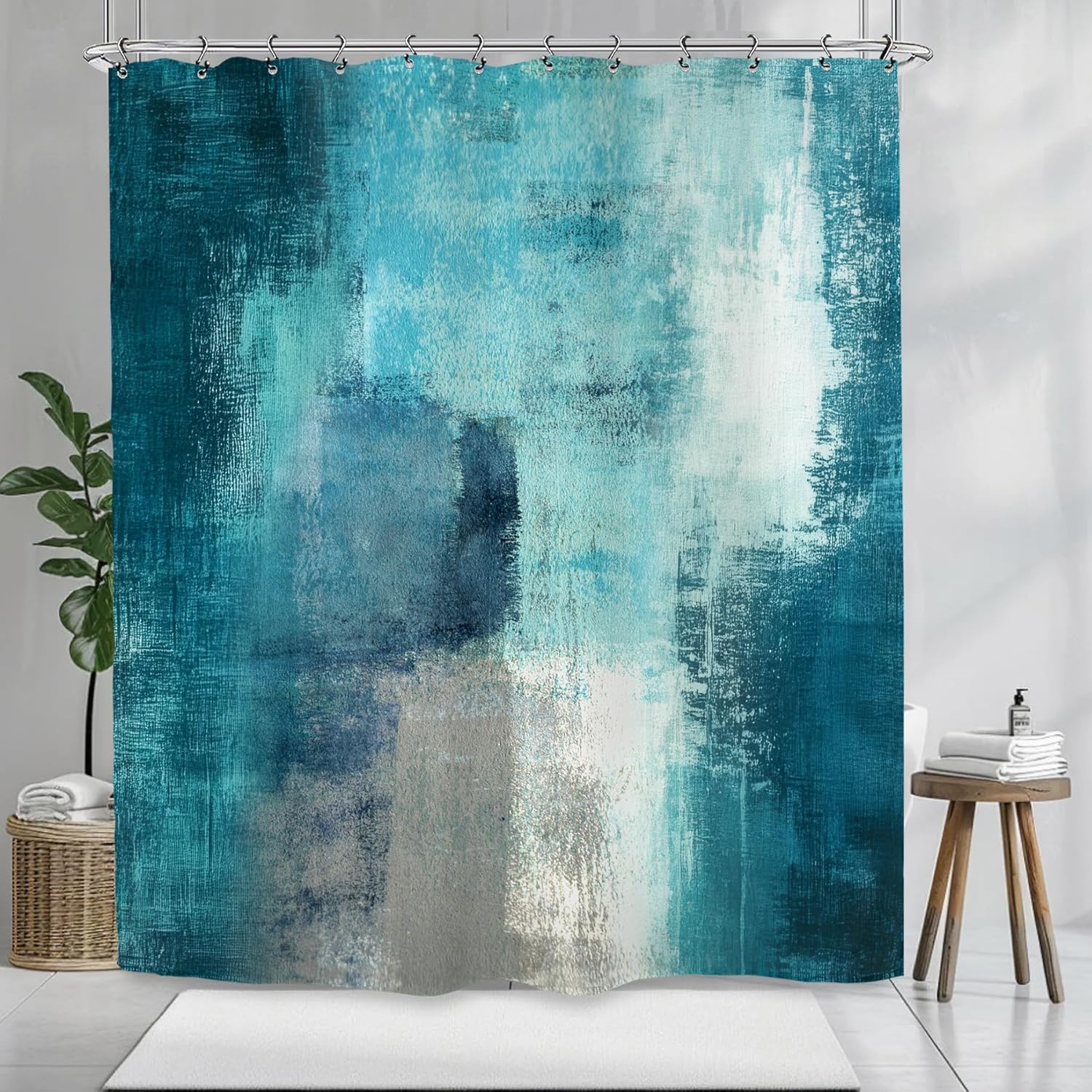 

Abstract Black Shower Curtain Modern Minimalist Contemporary Geometric Line Neutral Bathroom Set Accessories Decor With W60H190(CM)-1 Pcs