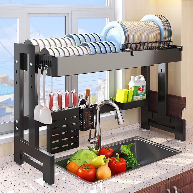 ZISIZ Expandable Single-Layer Kitchen Sink Organizer with Dish Drainer