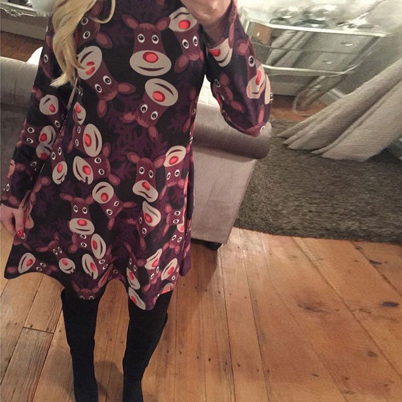 Women's Dress Reindeer Elk Snowman Christmas Tree Printed Party Dress Skirt With Premium Comfort And Stylish Holiday Charm