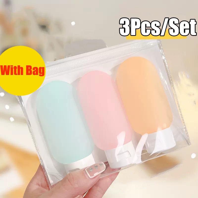 3Pcs Soft Silicone Refillable Bottles Set Lotion Shampoo Squeeze Tube Container Empty Bottle Travel Botttle Beauty Makeup Tools