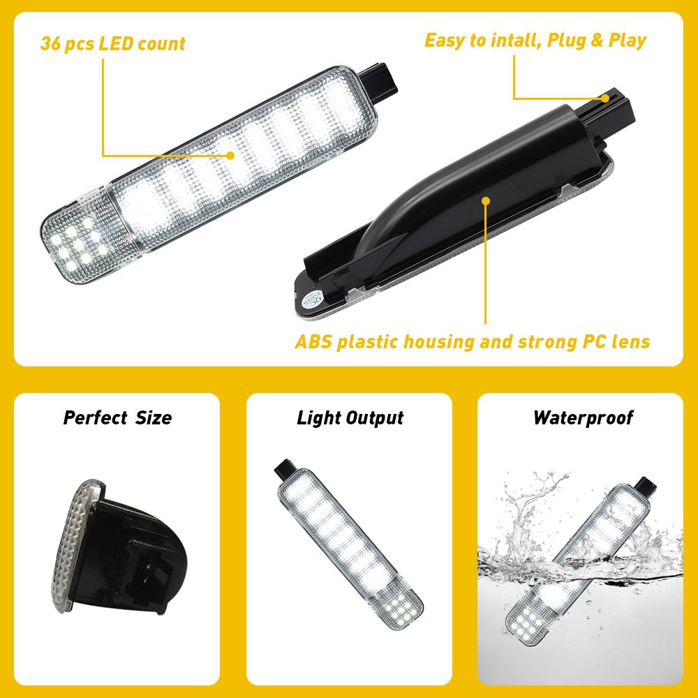 2Pcs Car Door LED Light Bulbs Lamp 6000K White For Chevrolet Silverado Suburban Tahoe GMC Sierra Yukon Cadillac Escalade Hummer