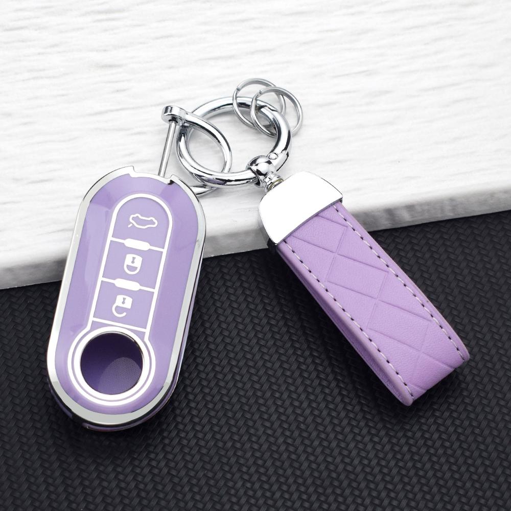 Car Key Case for FIAT Panda 500 Punto Ducato Lancia Musa Citroen Jumper Peugeot Boxer TPU Flip Cover Keychain Auto Accessories
