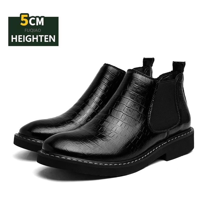 

Мужские ботинки челси из натуральной кожи большого размера с принтом змеи, средней высоты, с острым носком, ботильоны, ботинки с увеличением высоты на 5 см 38