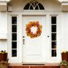 14 Inch Fall Wreath Fall Decoration For Front Doors With Maple Leaves, Pumpkins And Berries Hanging From Indoor And Outdoor Wall