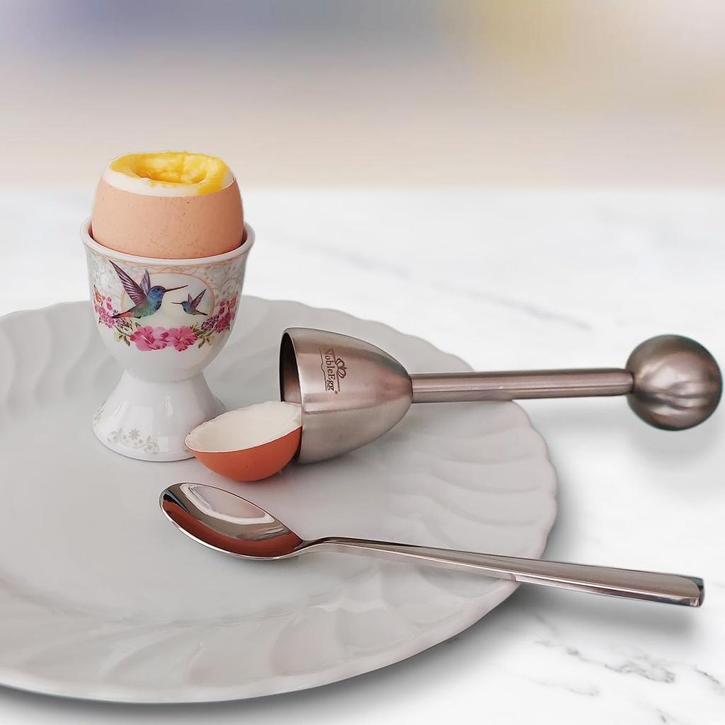 NobleEgg Egg Spoons for Soft Boiled Eggs, Coffee, Desserts | 18/8 Stainless Steel | 5.5 inches | Set of 4