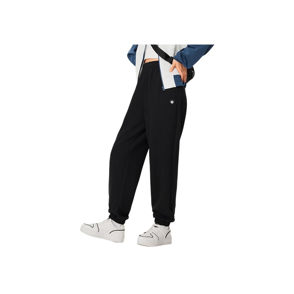 Li Ning Sports Trend Series Solid Color Breathable Comfortable Casual Knit Sports Pants Women Bottoms Black AKLU570-2