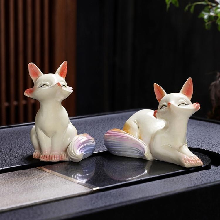 Color Transforming Teas Ceremony Accessory Foxes Figurine High Quality Resin Teas Table Decors Surprise Gift Choice
