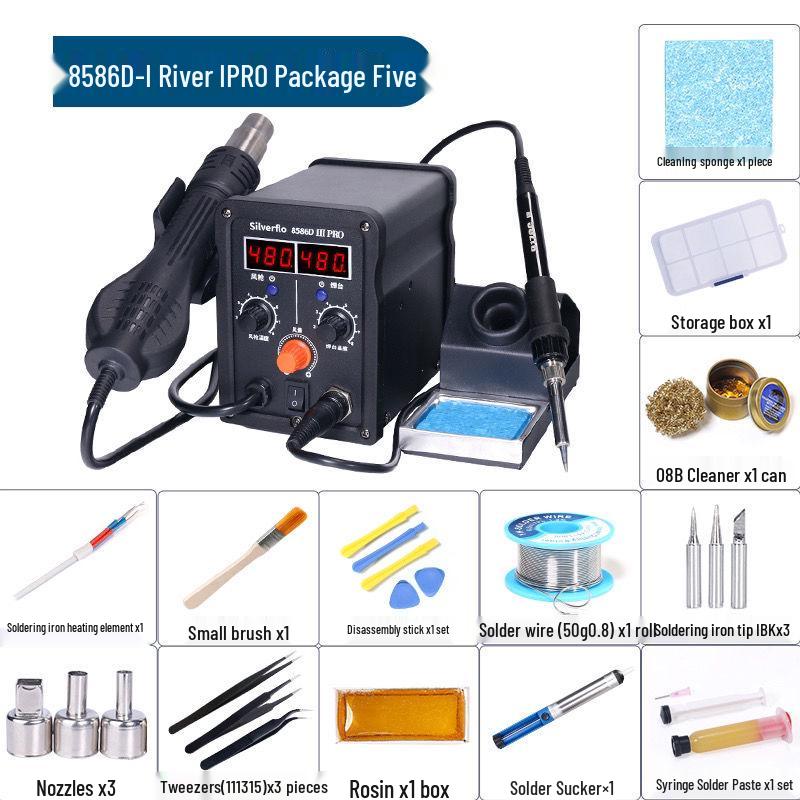 8586D High-Power 2-in-1 Desoldering Station: Constant Temperature Hot Air & Soldering Iron for Mobile Phone & Computer Chip Repair.