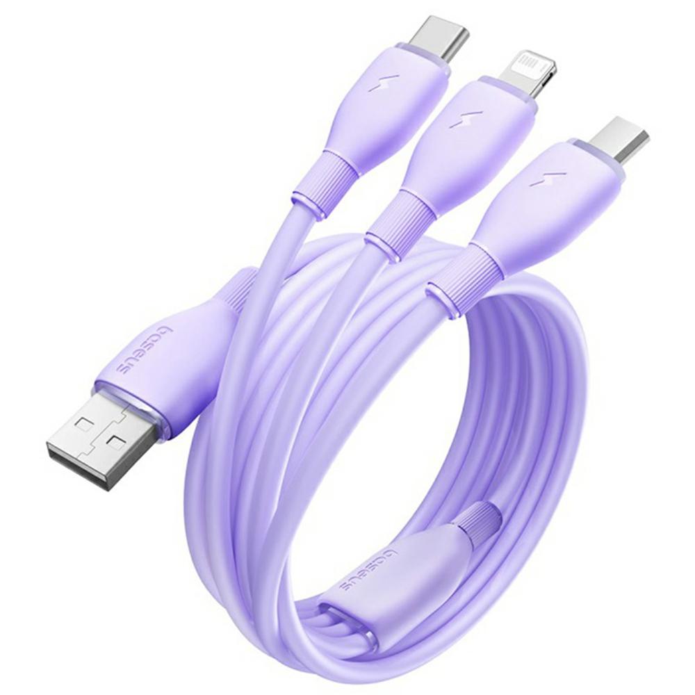 BASEUS Ultra-Fast One-For-Three Fast Charging Cable USB to Micro USB+Lightning+USB-C 3.5A 1.3m