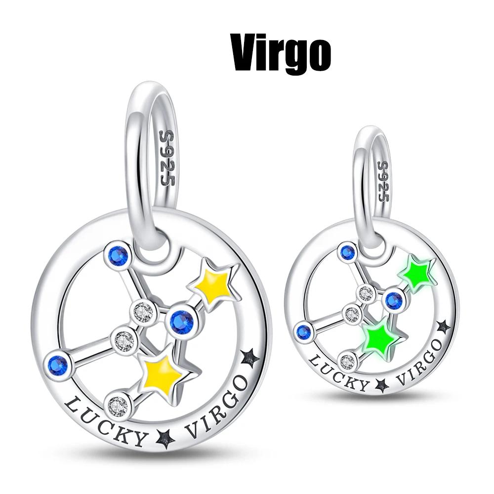 Charms Copper Luminous 12 Constellation Product Series Suitable For Bracelet Do-It-Yourself Women'S Pendant Charms For Jewelry Designing