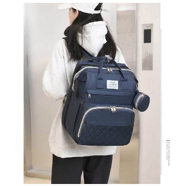 Large-capacity Mommy Bag, Portable Storage Backpack for Moms, Multifunctional Diaper Bag, Foldable Baby Bed Bag