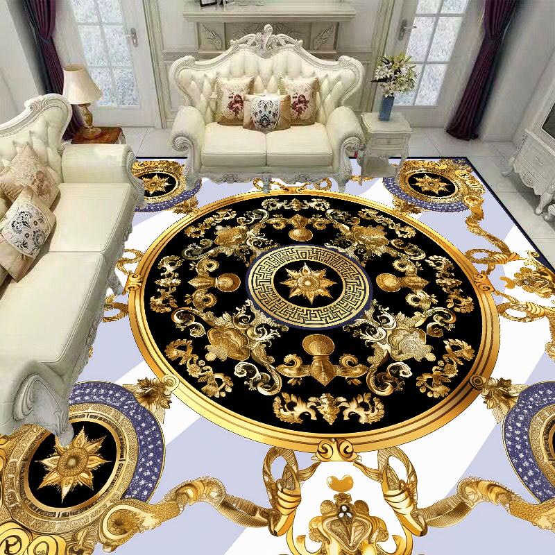 Avrupa Lüks Altın Rengi Halılar Oturma Odası Dekorasyonu Ev Kanepe Masaları Alan Halısı Yatak Odası Salon Kaymaz Lüks Yer Paspasları