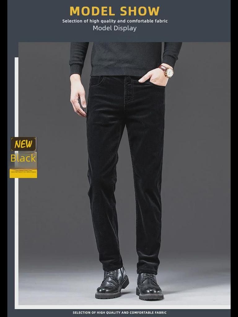 Herren Slim Fit Cordhose - Herbst/Winter Freizeithose mit geradem Bein