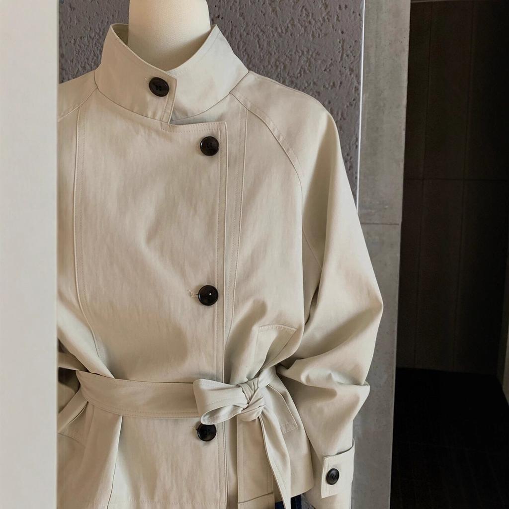 Autumn 2026 Korean design trench coat women's autumn new popular small belt versatile trench coat