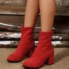 Slim Suede High-heeled Fashion Boots 2025 Winter New Plus-size Thick Heel Stretch Skinny Boots for Women