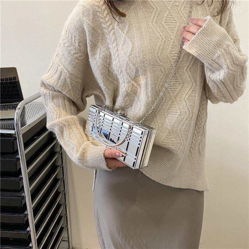 Luxury Gold Evening Women Clutch Bag Acrylic Box Wrist Bag Dinner Party Wedding Rectangle Clutch Chain Purse Designer Handbag